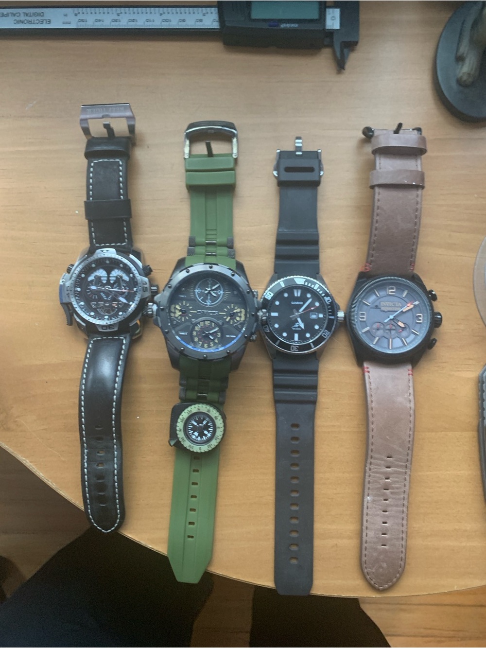Green Silicone Sport Watch with Compass -